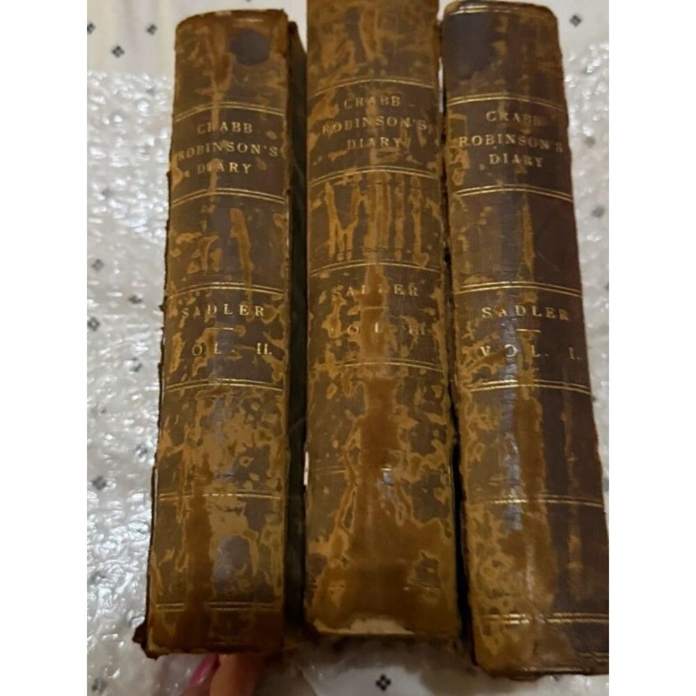 1869 1st Ed Henry Crabb Robinson Diary 3 Vol Set Blake Wordsworth Antiquarian UK